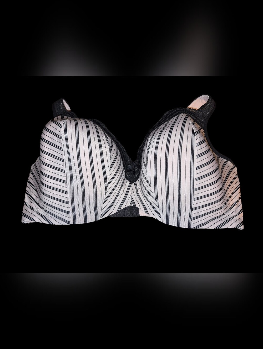 Cacique Pink & Black Striped Lace Trimmed Balconette Bra Size 40F (EUC)